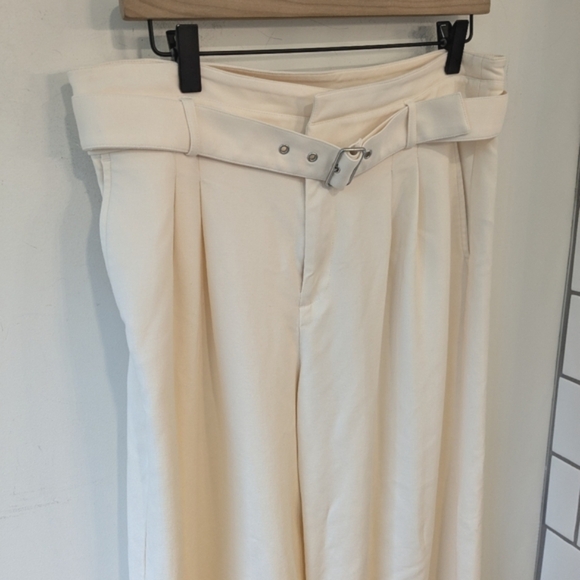 J. Crew 2024 Belted Wide-Leg Trouser City Twill Cream Quiet Luxury Size 10 - Picture 4 of 10